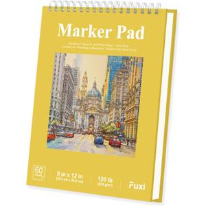 Marker Paper Sketchbook, 9"X12" Alcohol Marker Paper, 60 Sheets (200gsm/120lb) Marker Sketchbook Bleedproof, Professional Art Supplies for Adults & Teens. (Yellow)