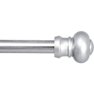 Kenney Ashby 7/16" Petite Caf Decorative Window Curtain Rod, 28-48", Satin Silver