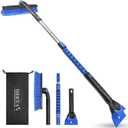 HEEYA 48 Inch Long Snow Brush for SUV, Extendable Ice Scraper and Brush with Foam Grip, 360 Pivoting Snow Car Brush for Truck Auto Jeep RV Vehicle Windshield Window - Blue
