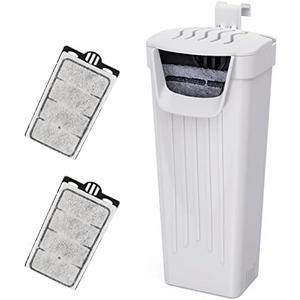 Moonorange Aquarium Filter(3.5W), Fish Tank Filter, Low-Water Filter for Small Fish Tank and Turtle Tank, for Reptile Tank Up to 15 Gallon, with 2 Cartridges(White)