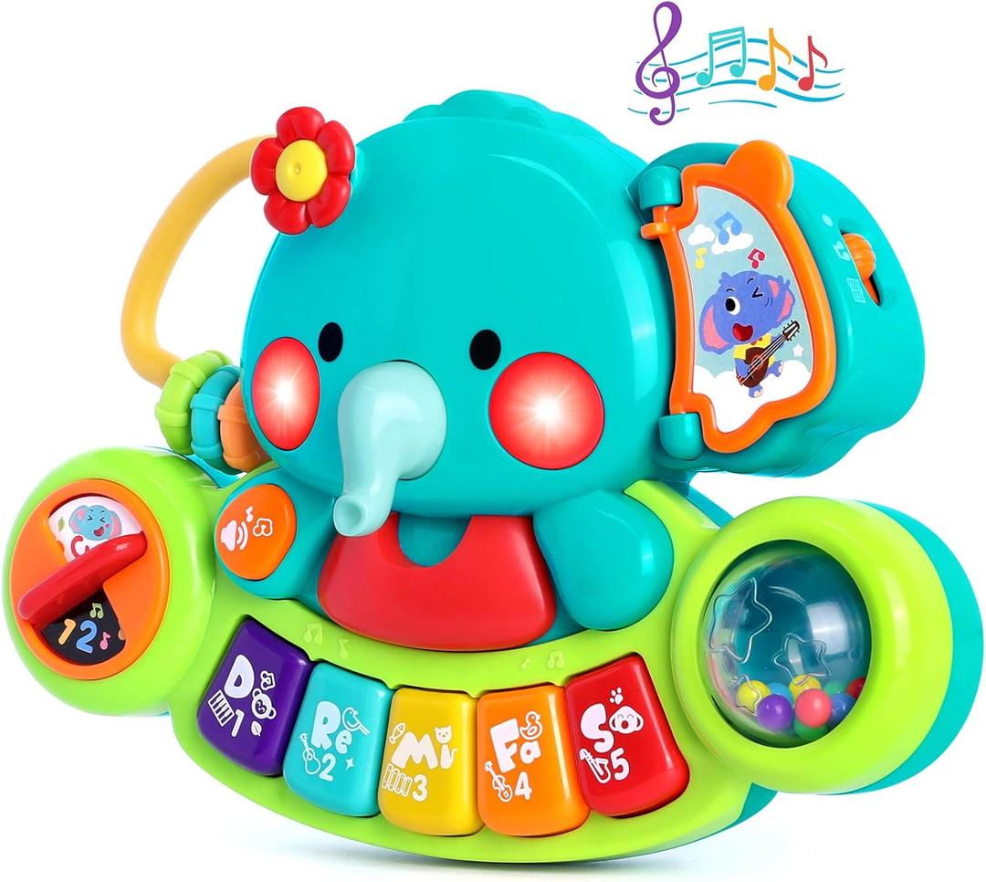 Baby Piano Toy 6 to 12 Months Light Up Music Baby Toys for 6 9 12 18 Months Early Learning Educational Piano Keyboard Infant Babies Girl Toy 1 Year Old Boy Girls Gift, Elephant