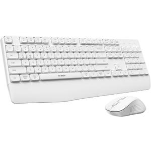 seenda Wireless Bluetooth Keyboard and Mouse Combo, COE200 Ergonomic Wireless Keyboard Mouse with Wrist Rest, MultiDevice Connection, FullSize Compatible for Computer/Laptop/Mac/MacBook, White