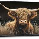 Large Highland cow Framed Wall Art Farmhouse Highland Cow Canvas Wall Decor Cattle Pictures Print Painting Artwork Modern Home Decorations for Living Room Bedroom Office 60 x 30 inch