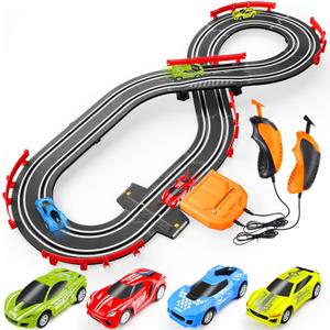 Track Master 1:64 Scale Slot Car Racing Set Complete w 4 Cars