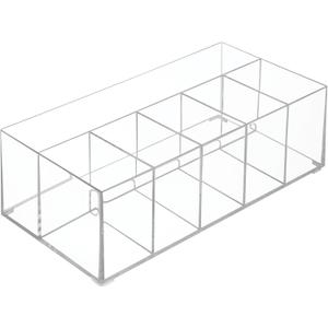 InterDesign Clarity Cosmetic Organizer for Vanity, Dresser or Bathroom Cabinet to Hold Makeup, Beauty Products, Hair Accessories, 6 Compartments  Clear