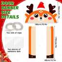 Christmas Reindeer Door Banner Decoration Xmas Door Cover Front Door Porch Banner Arch Red Reindeer Birthday Banner Wall Decor for Indoor Outdoor Yard Garage Photo Booth Prop Door Archway Decor