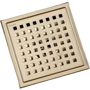 SISEHO"6-inch square floor drain pipe, 304 stainless steel bathroom/shower drain cover anti-blocking design, rust prevention, easy installation, with detachable filter screen" (6 Inch Brushed Gold)