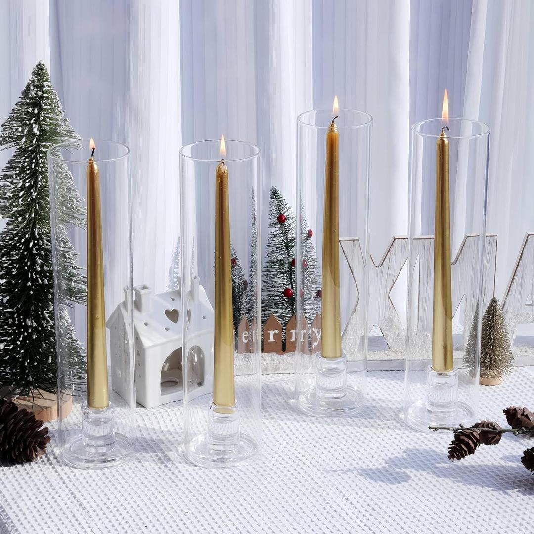 VOHO Hurricane Candlestick Holders Set of 6, Clear Glass Hurricane Candle Holder for Centerpiece Table Decorations, Bottomless Hurricane Glass & Candle Sticks Holder Decor for Wedding, Birthday, Party
