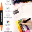 Fabric Markers Permanent for Clothes, 40 Colors Dual Tip with Fine and Chisel Tips Paint Pens for Clothing Canvas Tote Bags T-Shirt and Shoes, Non Toxic Ink for Kids and Adults