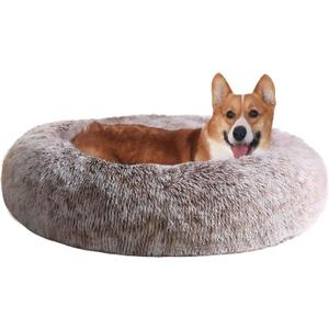 JOLLYVOGUE Dog Bed, Calming Anti-Anxiety Large Dog Bed, Fluffy Donut Cushion for Medium and Large Pets (27")