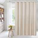 MitoVilla Long Fabric Shower Curtain Liner, Soft & Lightweight Cream Shower Curtain Liner for Hotel with Plastic Hooks, Machine Washable, Waterproof, 72x78 Inch, Beige