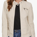 Fahsyee Zip Leather Jackets for Women Motorcycle Faux PU Moto Biker Outwear Coat, Size XXL