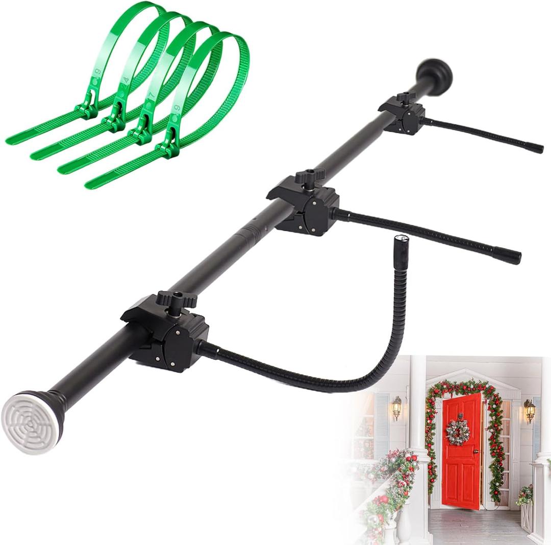 Garland Hanger for Front Door , Adjustable Fits 18"- 82" Door Widths , Heavy-Duty Christmas Halloween Decoration Holder for Wreaths, Lights & More , No Screws, Drilling, No Damage Door(18-82)