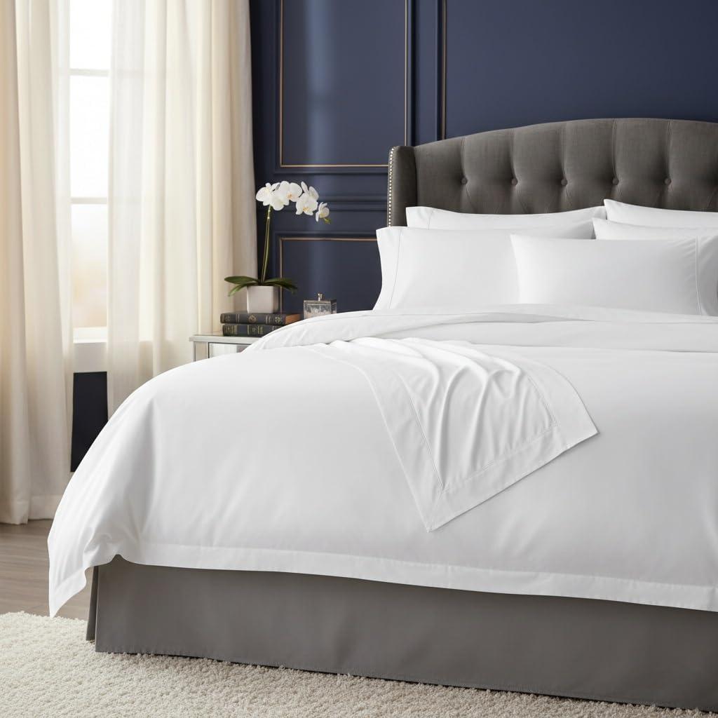 Danjor Linens Twin Bunk Bed Sheets w/ 2 Pillowcases, Lightweight Brushed Microfiber Deep Pockets, 4 Piece Fitted Bedding Sets, White