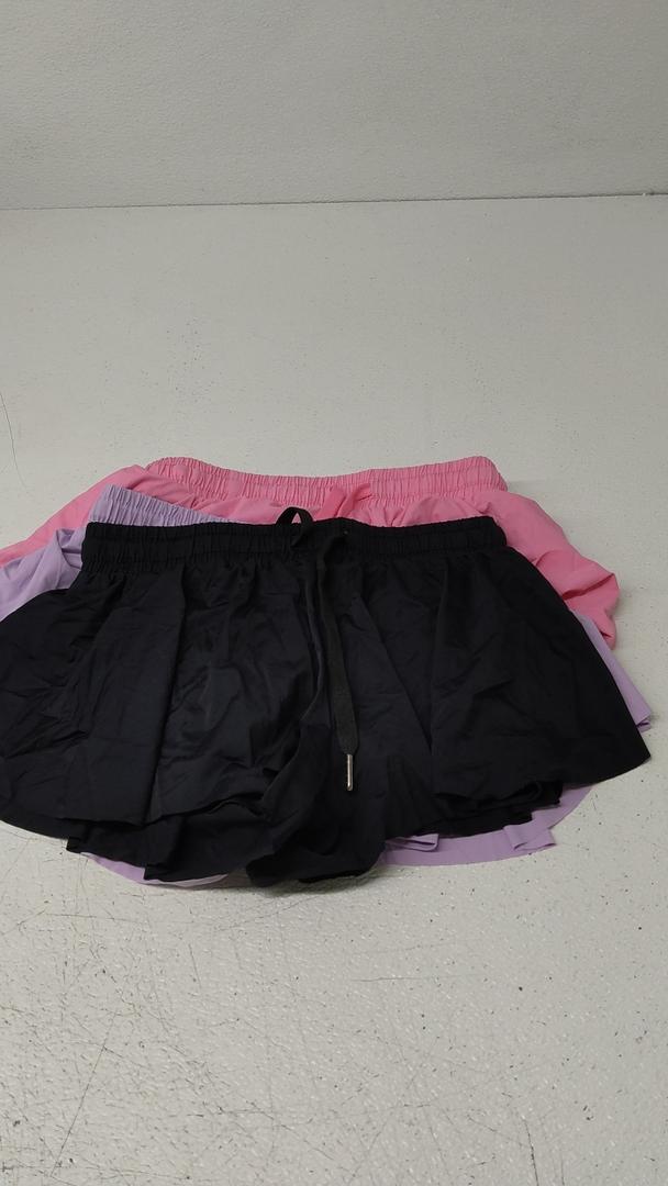 3 Pack Butterfly Flowy Shorts Skirts for Girls Tennis Cheer Stuff Athletic Preppy Running Sports Skirt for Teen Girls Pink Purple Black M
