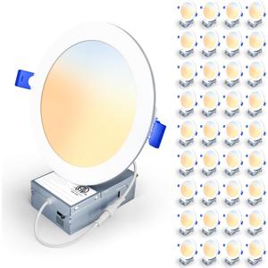 LED Recessed Light, 5CCT, White, 6 Inch, 36 Pack