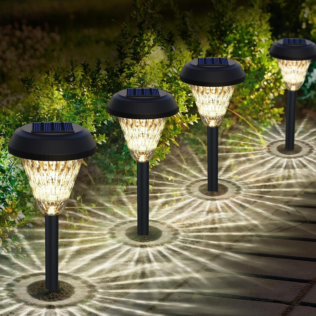 pearlstar Solar Lights Outdoor Garden Decor - 8 Pack 16inch Solar Pathway Lights for Outside, Waterproof Solar Powered Outdoor Garden Light for Yard, Landscape, Walkway, Patio