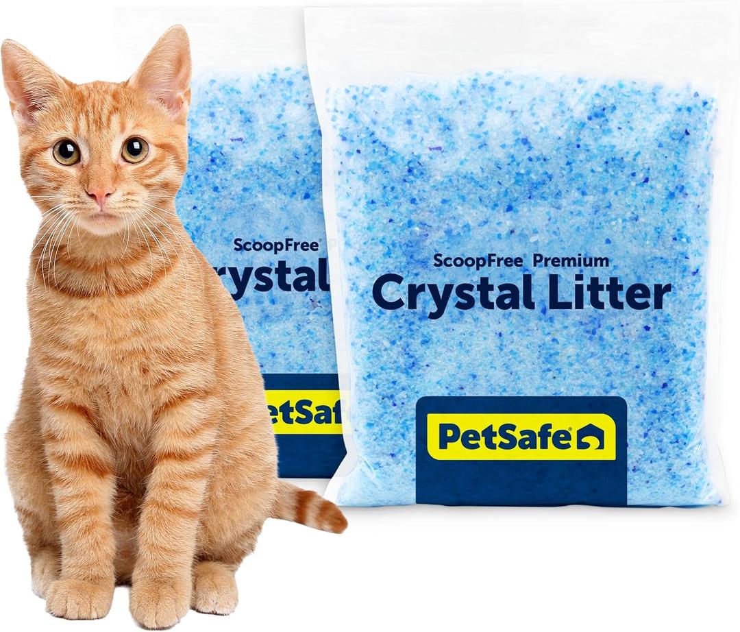 PetSafe ScoopFree Premium Crystal Cat Litter - Outperforms Clay Litter - Refill Packs - Reusable Tray Compatible - Fresh Scent - 4.3 lb Bags - 2 Pack