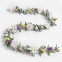 2 x Easter Egg Garland 6Ft Pastel Artificial Floral Garland with Lamb Ears Leaves and Spring Berries for Mantle Fireplace Window Wall Indoor Easter Decor