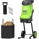 STEELITE 15-Amp Electric Wood Chipper with 1.8" Cutting Diameters, 45L Collection Bag Chipper Shredder, Mulcher with Max 15:1 Reduction, Easy-Cleanup Dual Steel Blades Ideal for Branches, Twigs