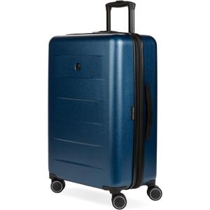 SwissGear 8020 Eclipse Hardside Expandable Luggage with Spinner Wheels, Navy, Checked-Medium 24-Inch