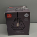 GLOBE Electric 60846 1-Light Plug-in or Hardwire Pendant Lighting, Dark Bronze, Antique Brass Accent Socket, Cage Shade, 15-Foot Black Fabric Cord, in-Line On/Off Switch, Bulb Not Included
