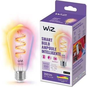 WiZ Connected Color ST19 Color Filament LED Smart Bulb - Pack of 1-300 Lumen - E26 Indoor - Connects to Your Existing Wi-Fi - Control with Voice or App + Activate with Motion - Matter Compatible