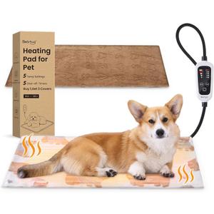 Bearhug Heated Cat Bed, Dog Heating Pad 28"18"[Two Replaceable Cover] Adjustable Temperature Pet Heating Pad with Steel-Wrapped Cord, Waterproof and Chew-Resistant for Cats Puppies Medium Animals