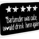 Bartender Was Cute Would Drink Here Again Wooden Block Sign-4"x6" Gray Block Plaque Tabletop Decor-Rustic Wood Sign Gifts For Friends Bartender-Kitchen Bar Desk Decor Favors & Supplies-A10
