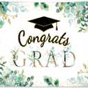 Funnytree 118" x 95" Greenery Graduation Backdrop Congrats Grad Class of 2024 Background Congratulations Celebration Graduate Prom Party Supplies Banner Decoration Photo Booth Props