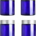 4 Pcs 3.4 oz Blue Glass Jars with Lids,100g Small Glass Containers Cream Jar,Reusable Travel Toiletries Container for Creams,Lotion,Ointmen,Makeup,Powders,Cosmetic,Oils Salves