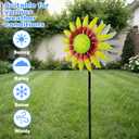 Decorative Metal Garden Daisy-Style Rotator, Decorative Garden Post, Daisy-Style Sculpture Courtyard. Outdoor Courtyard Art. (Yellow) (Yellow, Orange, Green)