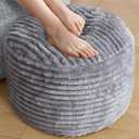 SHOUREN Stuffed Round Ottoman,Pouf Ottoman Foot Rest, 20 X 15, Dark Grey