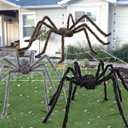 JOYIN 3 Pcs Halloween Spiders Outdoor Decoration, Halloween Decor Outside, 5 Ft Large Hairy Giant Multi Color Spider Set for Yard Lawn Porch Decor Indoor Haunted House Scary Prop (Black, Brown, Gray)