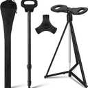 Adjustable Cane with Seat Portable Cane Chair with Carry Bag Lightweight Anti-Slip Aluminum Walking Stick with Seat Folding Chairs for Elderly Adults Travel Hiking Sitting