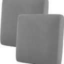 Individual Couch Cushion Covers, Non-Fuzzy Chenille Sofa Covers for Seat Cushions, Clean Look, Durable Stretch Fit Couch Slipcovers for Sectional and L Shaped Sofas (2 Piece, Grey)