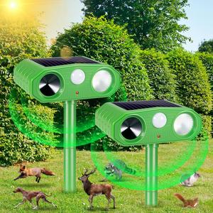 Solar Ultrasonic Animal Repeller Outdoor Waterproof Animal Deterrent with Motion Sensor, Strobe Light, Alarm Sound for Cat Squirrel Raccoon Deer Fox Skunk Bird Repellent for Garden Yard Patio (2)