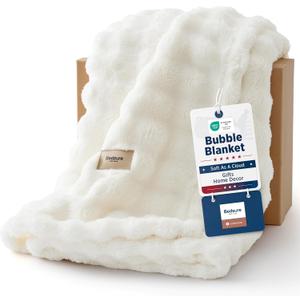 Bedsure Cloud Bubble Soft Cozy Throw Christmas Blankets Gift, White 50"×60"