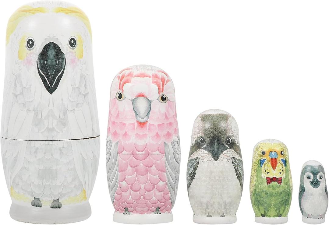 MAGICLULU Owl Nesting Dolls Home Decor 5Pcs Animal Russian Nesting Doll Cute Cartoon Pattern Nesting Doll for Christmas Easter Halloween Halloween Decorations Owl Nesting Decor