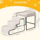 Dog Window Perch with Removable Stairs, Cat Window Seat with Cushioned Platform, Non-Slip Bedside Foam Pet Bed for Cats and Dogs, Beige