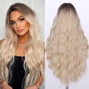 FAVE Long Blonde Wig Natural Ombre Blonde Wavy Wigs Middle Part Blond Wig with Natural Gradient Roots Daily Wigs for White Women (28)
