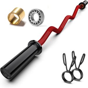 Olympic EZ Curl Barbell Bar 47",Mute Bearings -2"Curling Bar Weight Lifting