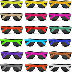 MAPIXO 16 Colors Neon Party Sunglasses 16 Pack with Dark Lenses, 80’s Style Perfect Colorful Novelty Sun glasses Set For Party Favors, Beach Pool, Outdoor Summer Activity, Goody Bag Fillers