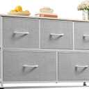 WLIVE Dresser for Bedroom with 5 Drawers, Wide Chest of Drawers, Fabric Dresser, Storage Organization Unit with Fabric Bins for Closet, Living Room, Hallway, Light Grey