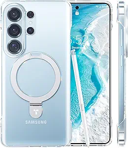 TORRAS Ultra Slim for Samsung Galaxy S26 Ultra Case Clear with Magnetic Stand, Never Yellow Fit for MagSafe Openedge Frameless Thin Minimalist for S26 Ultra Case with Kickstand, Hard Protection