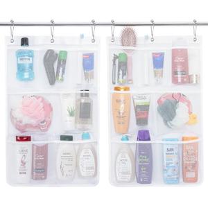 Lifewit Mesh Shower Caddy, 3 Pockets Hanging Shower Organizer with Quick Drying Mesh, Portable Space Saving Bathroom Organizer to Hold Soap, Shampoo and Cruise Ship Essentials, White, 2 Pack
