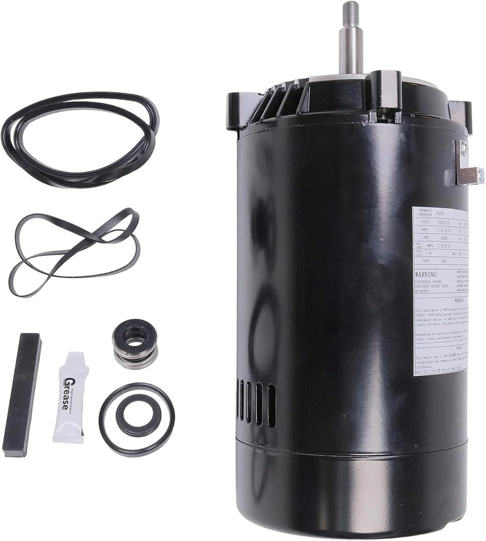 UST1102 Swimming Pool Pump Motor and Seal Replacement Kit, 1HP Pool Pump Motor Up-Rated 56J Frame (1HP 230/115V, Black)