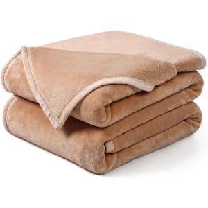 EASELAND Soft King Size Blanket All Season Warm Fuzzy Microplush Lightweight Thermal Fleece Blankets for Couch Bed Sofa,90x108 Inches,Camel