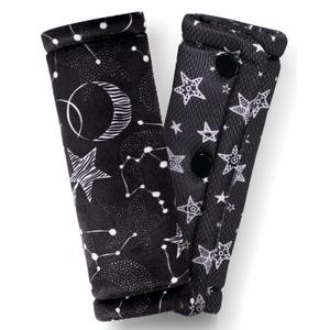2 Pack Car Seat Belt Covers for Baby Kids, Reversible Soft Car Seat Shoulder Strap Pads, Seatbelt Cushion, Neck Strap Covers for Stroller, Carrier, Pushchair (Black Star)