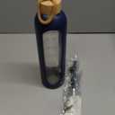 PROBTTL 25 oz Glass Water Bottles - Time Marker Motivational Borosilicate Glass Water Bottle With Silicone Sleeve and Bamboo Lid, Leak Proof, Reusable, BPA Free (Navy Blue)